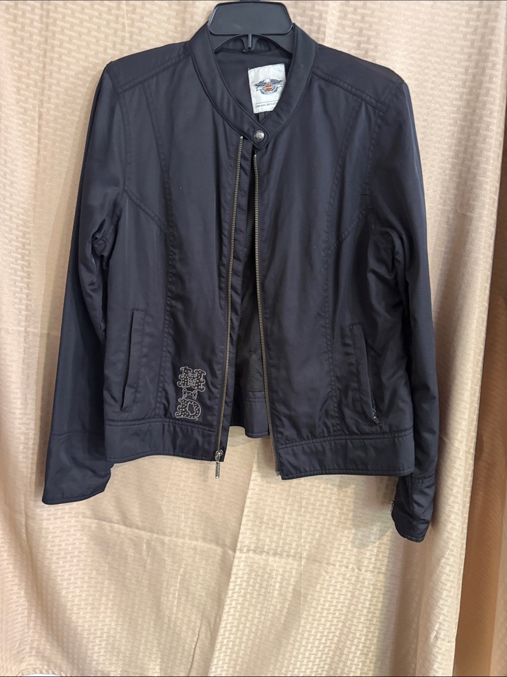 Harley-Davidson Black Women's Bomber Jacket with Script Detail